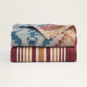 Pendleton Carico Lake/Stripe Organic Cotton Throw Set - Sandshell/Andora